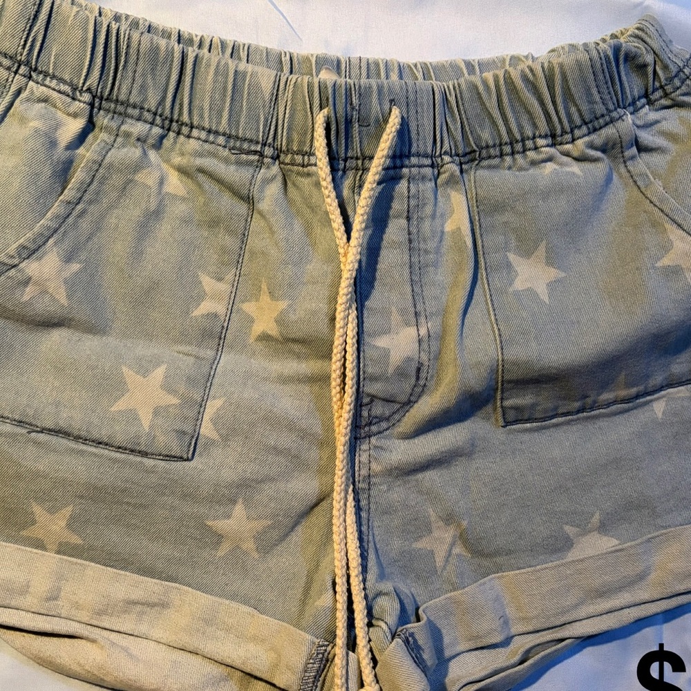 No Boundaries Light Blue Star Patterned High Waist Shorts